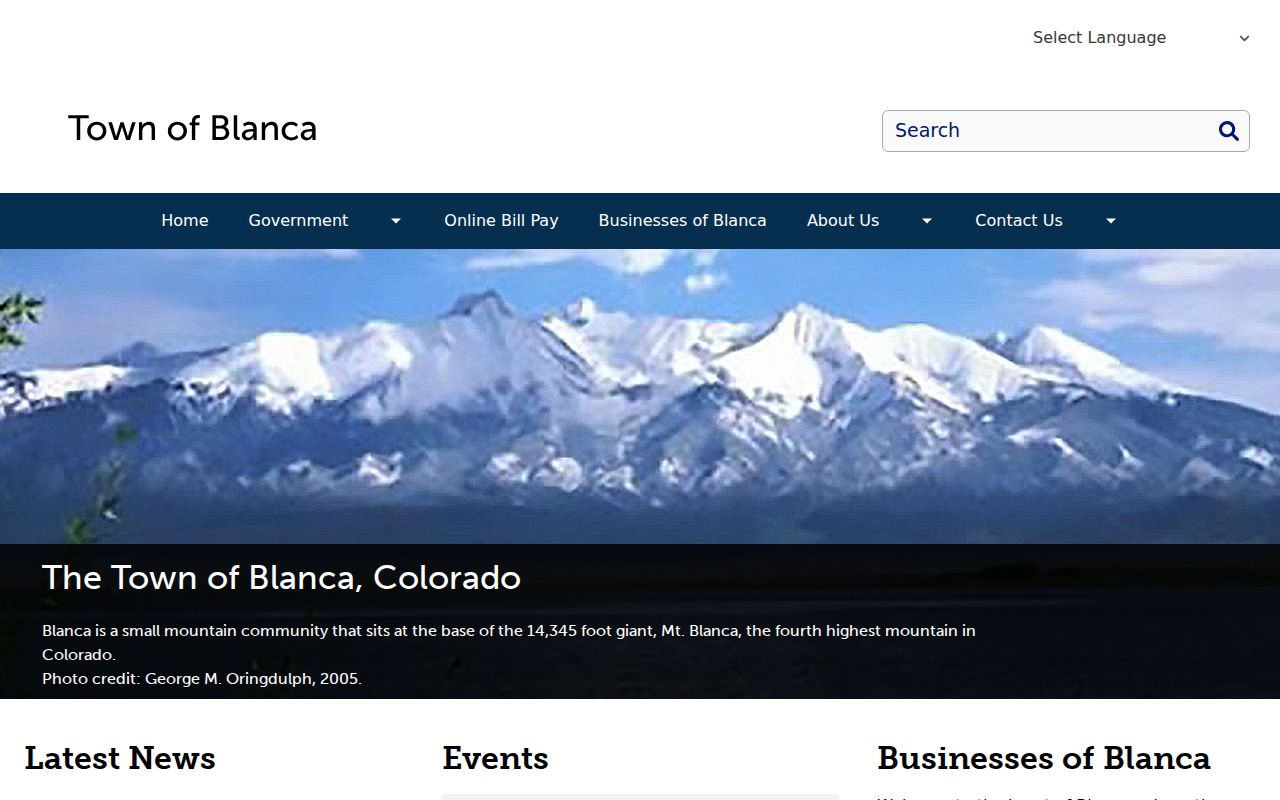 Official Town of Blanca source for municipal court records