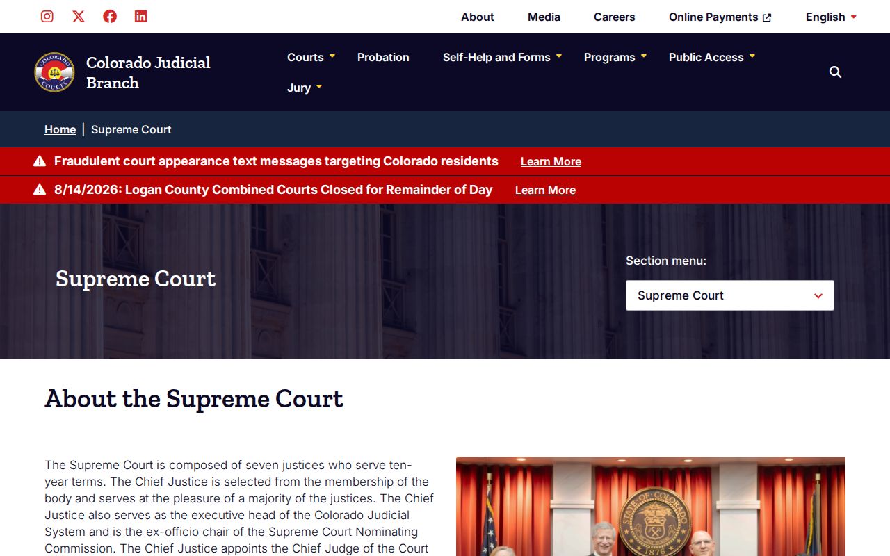 Costilla County civil court docket Colorado Supreme Court access source