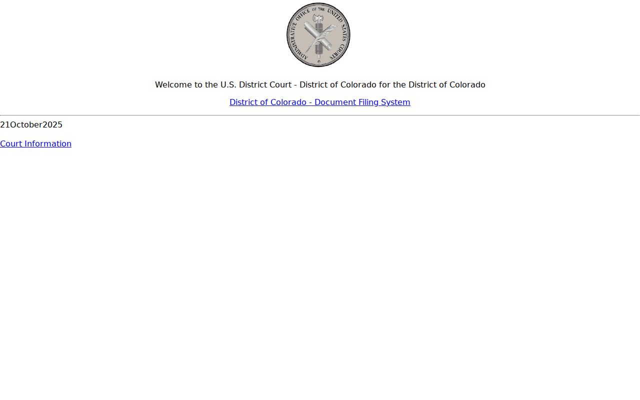Costilla County civil docket District of Colorado CM ECF source