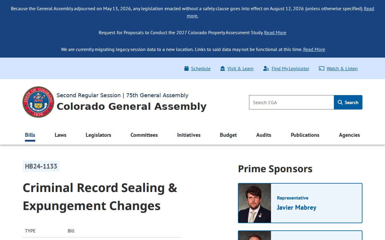Costilla County criminal docket HB24-1133 sealing changes
