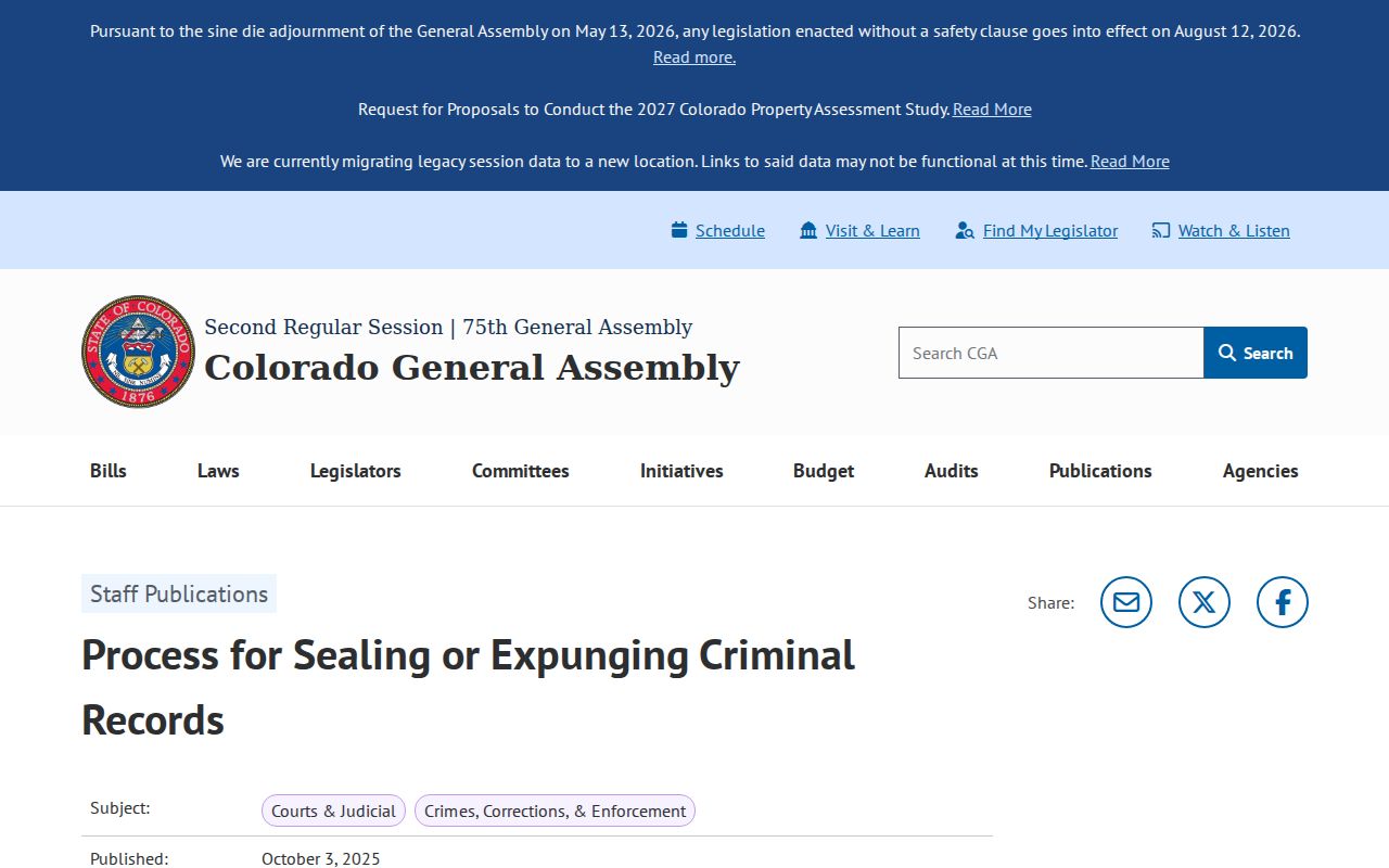 Costilla County criminal docket sealing and expungement explanation